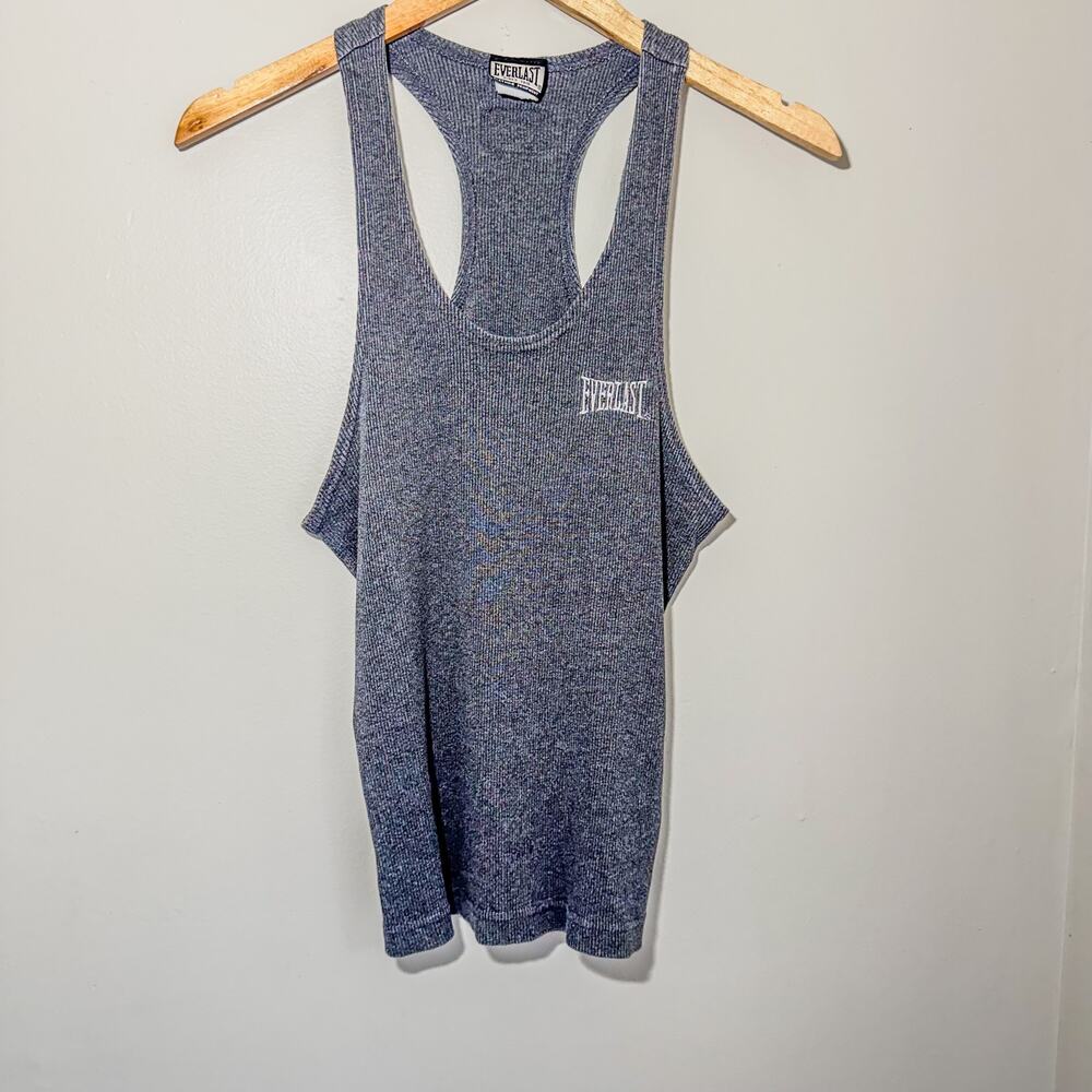 Vintage Everlast Ribbed Racerback Tank Top Gray Small